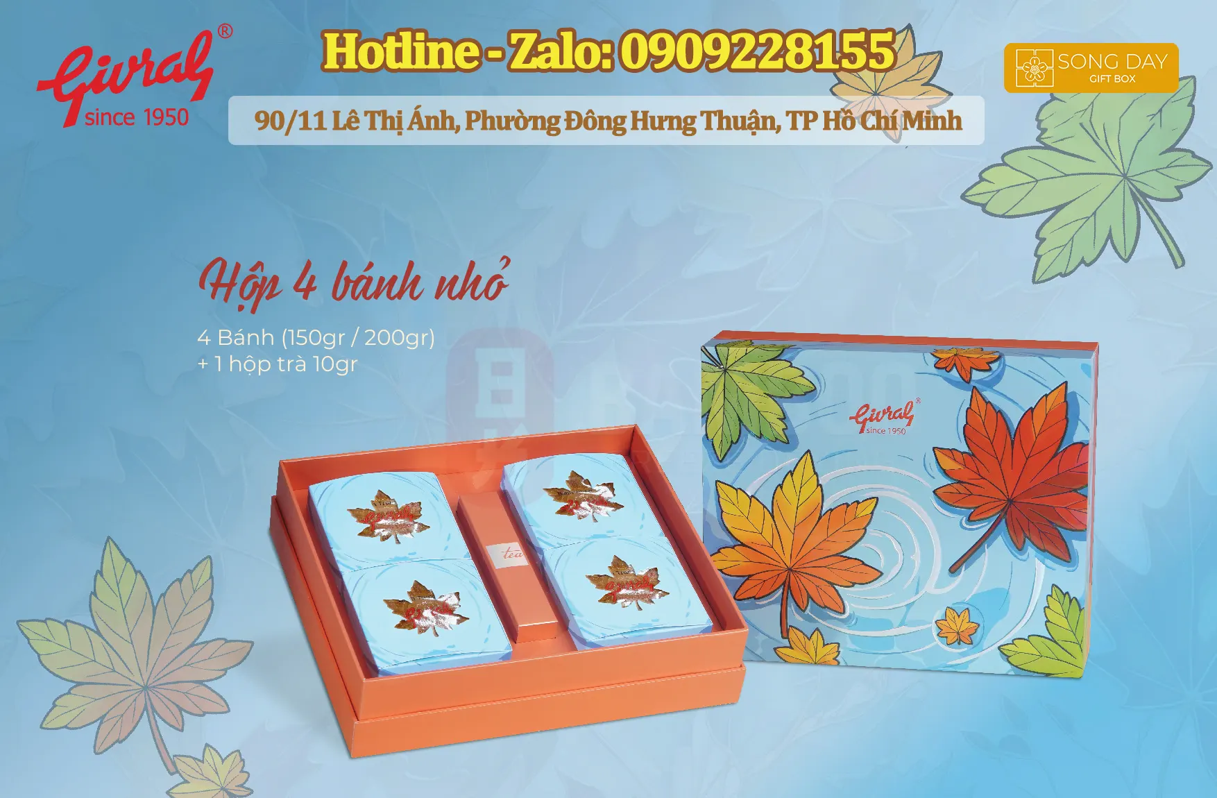 hộp 4 bánh trung thu givral