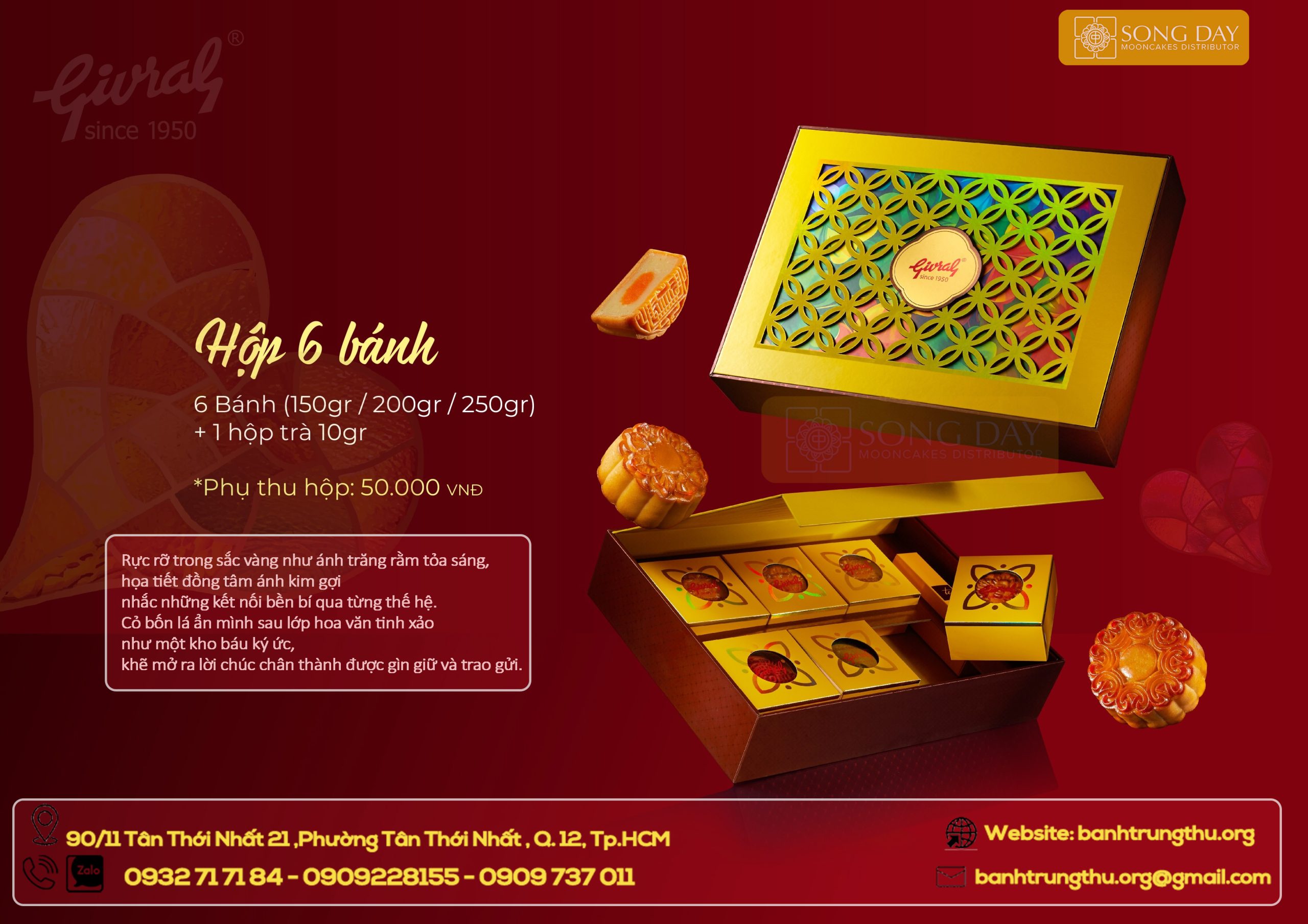 hộp bánh trung thu givral 6 bánh