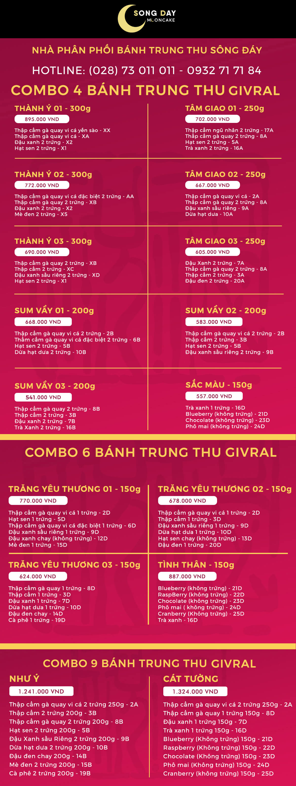 combo banh trung thu givral 2018