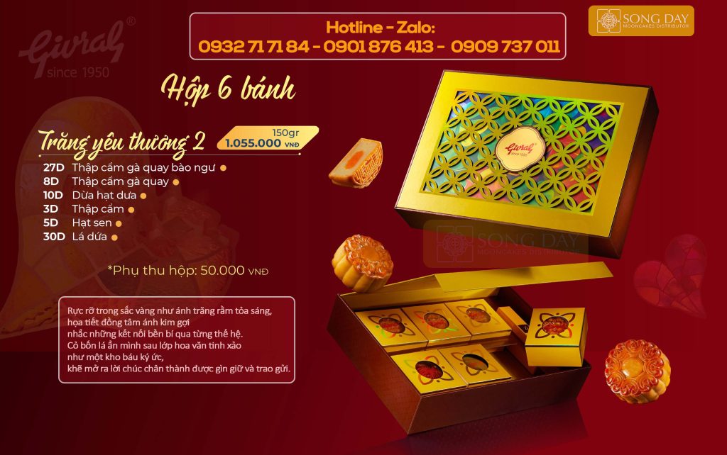 combo trăng yêu thương 2 bánh trung thu givral