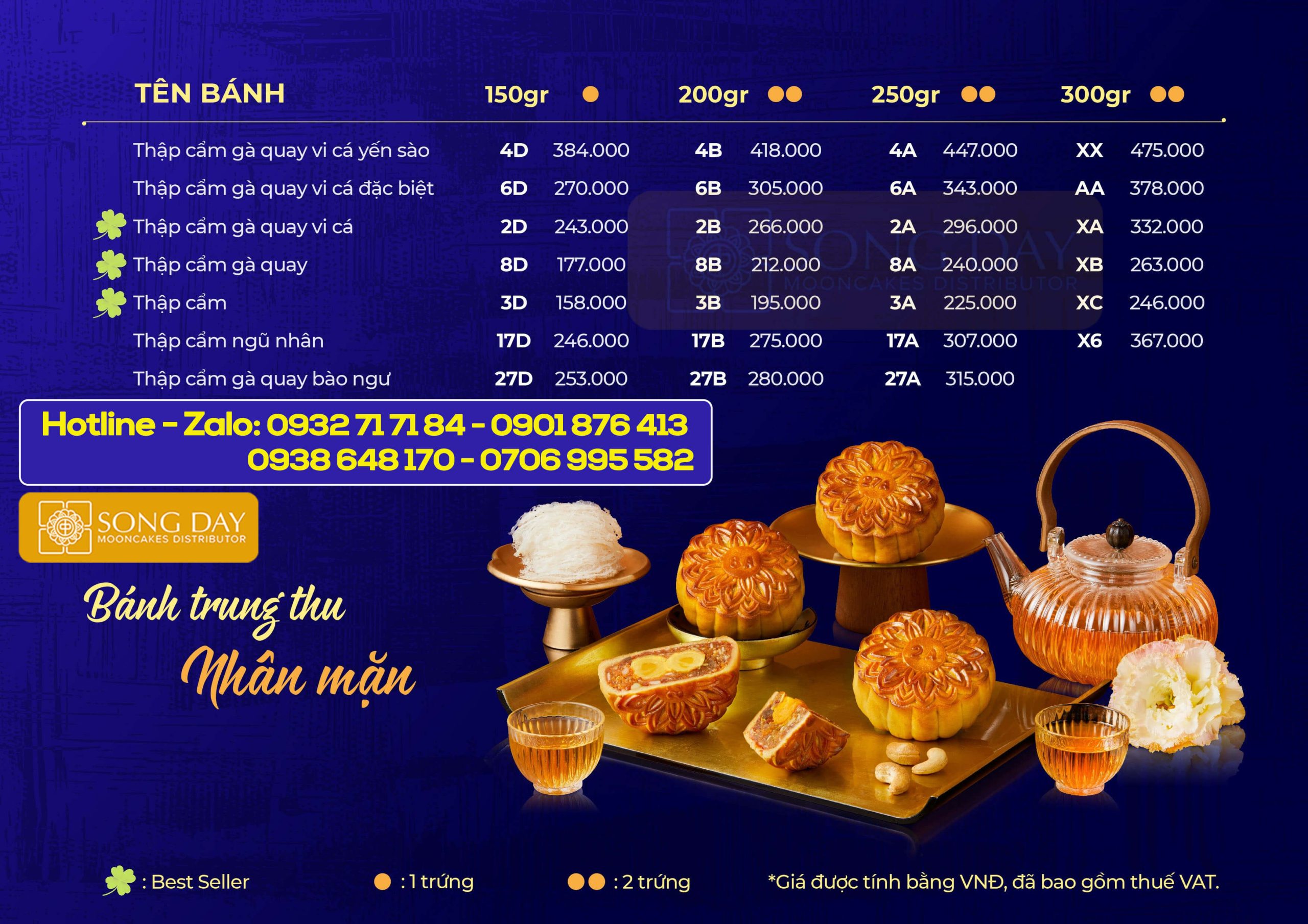 bảng giá bánh trung thu nhân mặn