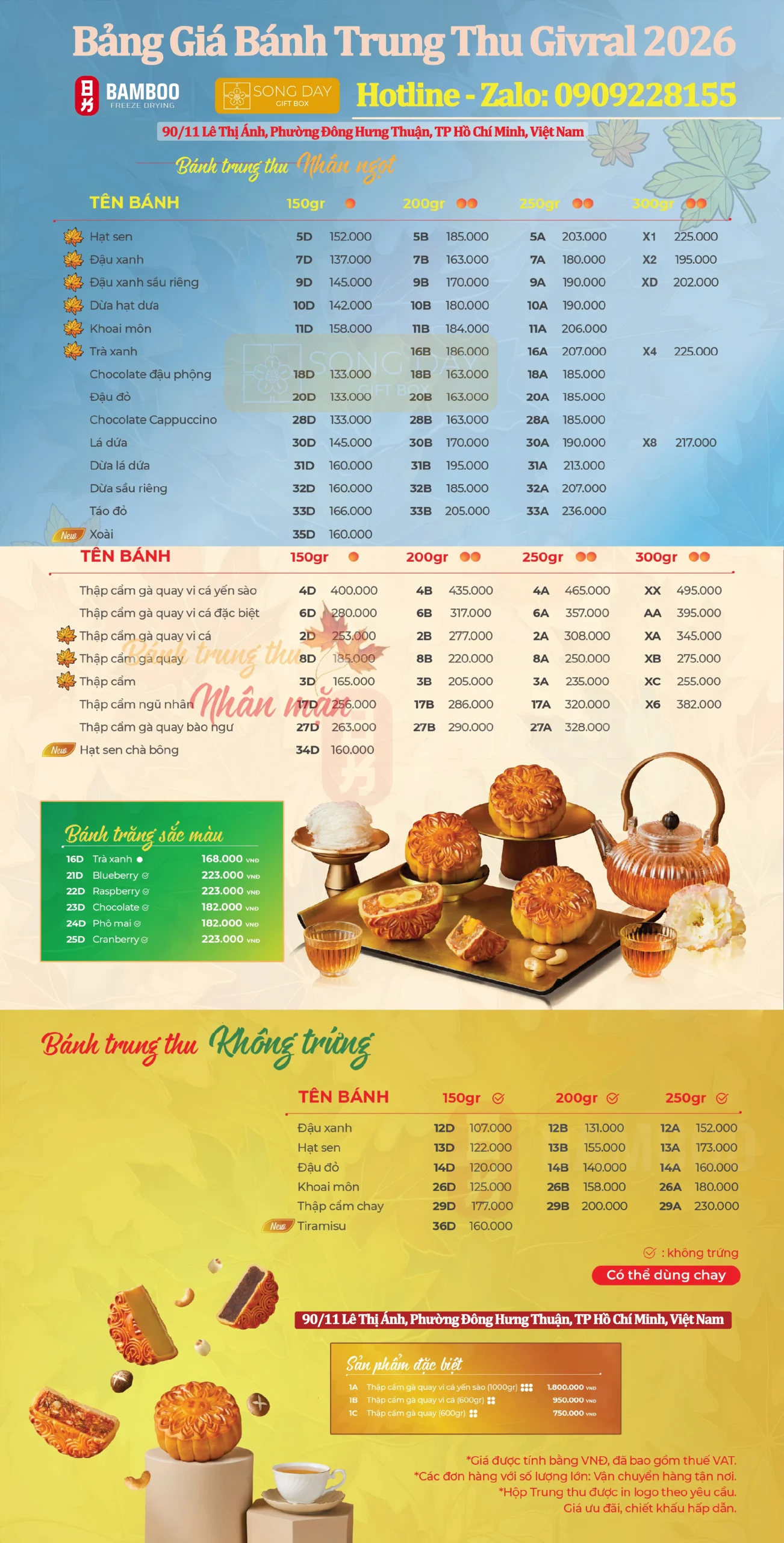 bảng báo giá bánh trung thu 2026